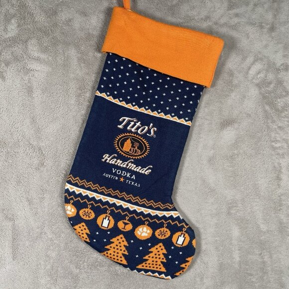 Tito's Vodka Howliday Stocking Christmas Decor Holiday Fair Isle Printed - Picture 5 of 8